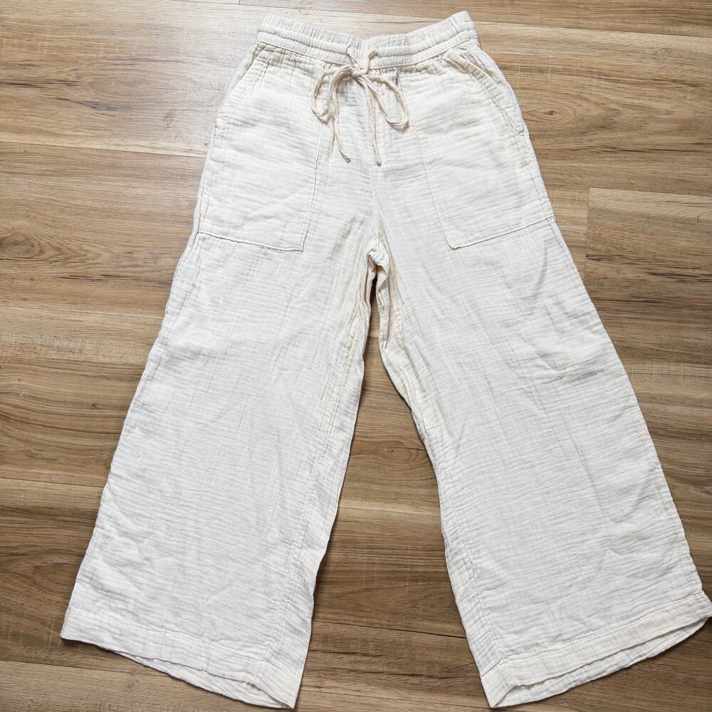 Universal Thread Cream High-Rise Gauze Wide Leg Pull-On Pants Size XS